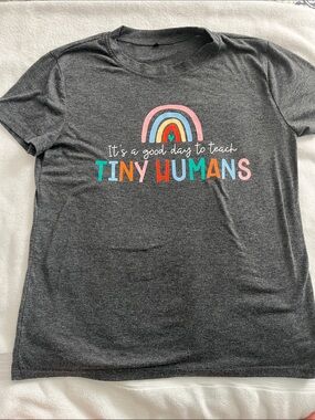 Dark Gray 'Tiny Humans' Rainbow Teaching Tee